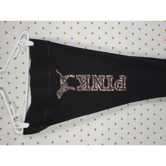 Victorias Secret PINK GOLD BLING DOG Sequined Yoga Pants Leggings LARGE - Picture 7 of 7